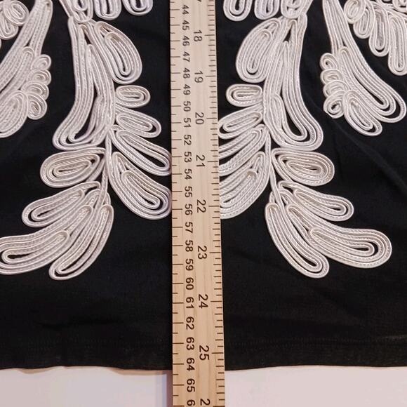 INC International Concepts Black Ivory Embroidered Long Sleeve Sheer Top Medium - Picture 7 of 7